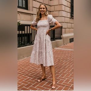 White/Praline Dot print dress